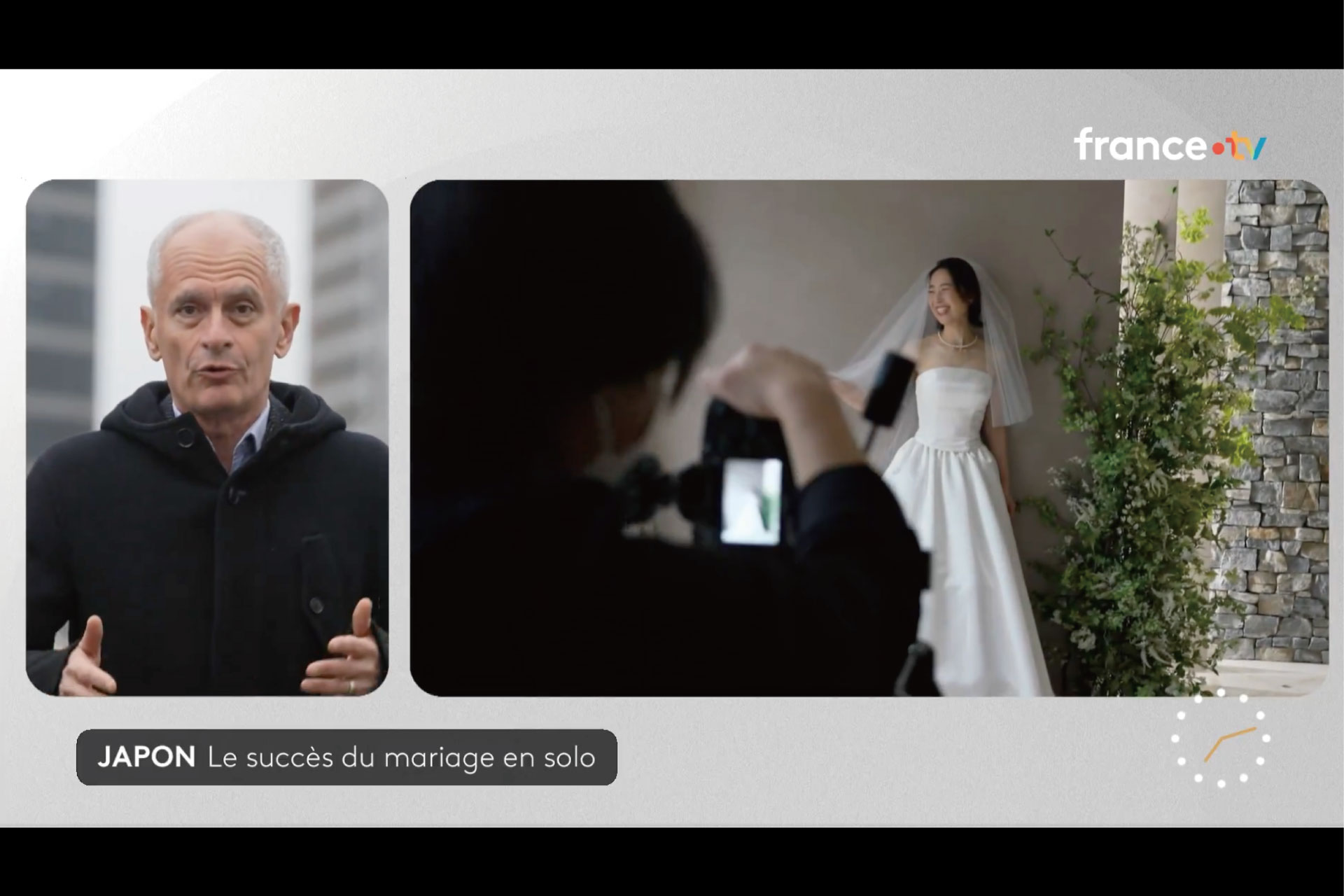 フランス２TV（フランスの公共放送局）で、小さな結婚式 表参道店でのソロフォトウエディングが紹介されました。