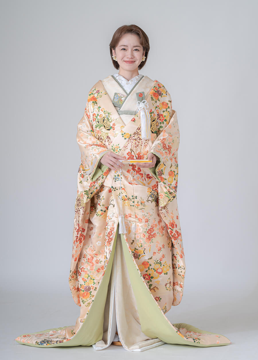 正絹 高級「色打掛フルセットレンタル」150-165cm/掛け替えセット割引/miiu_307/花嫁和装 打ち掛け 掛下 ハコセコ 衿 髪飾り 貸衣装 RENCA | 日本全国宅配！着物・礼服・七五三などの衣装レンタルサイト