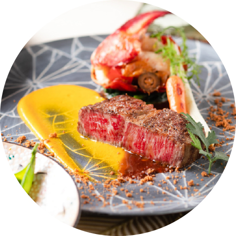 レストランやホテルの美味しい料理の画像