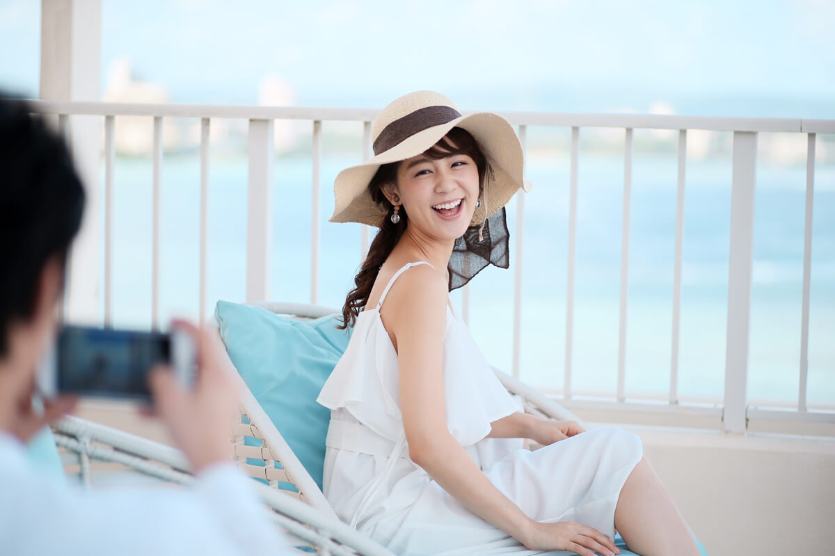 ロッテホテルグアムでくつろぎシーンを撮影