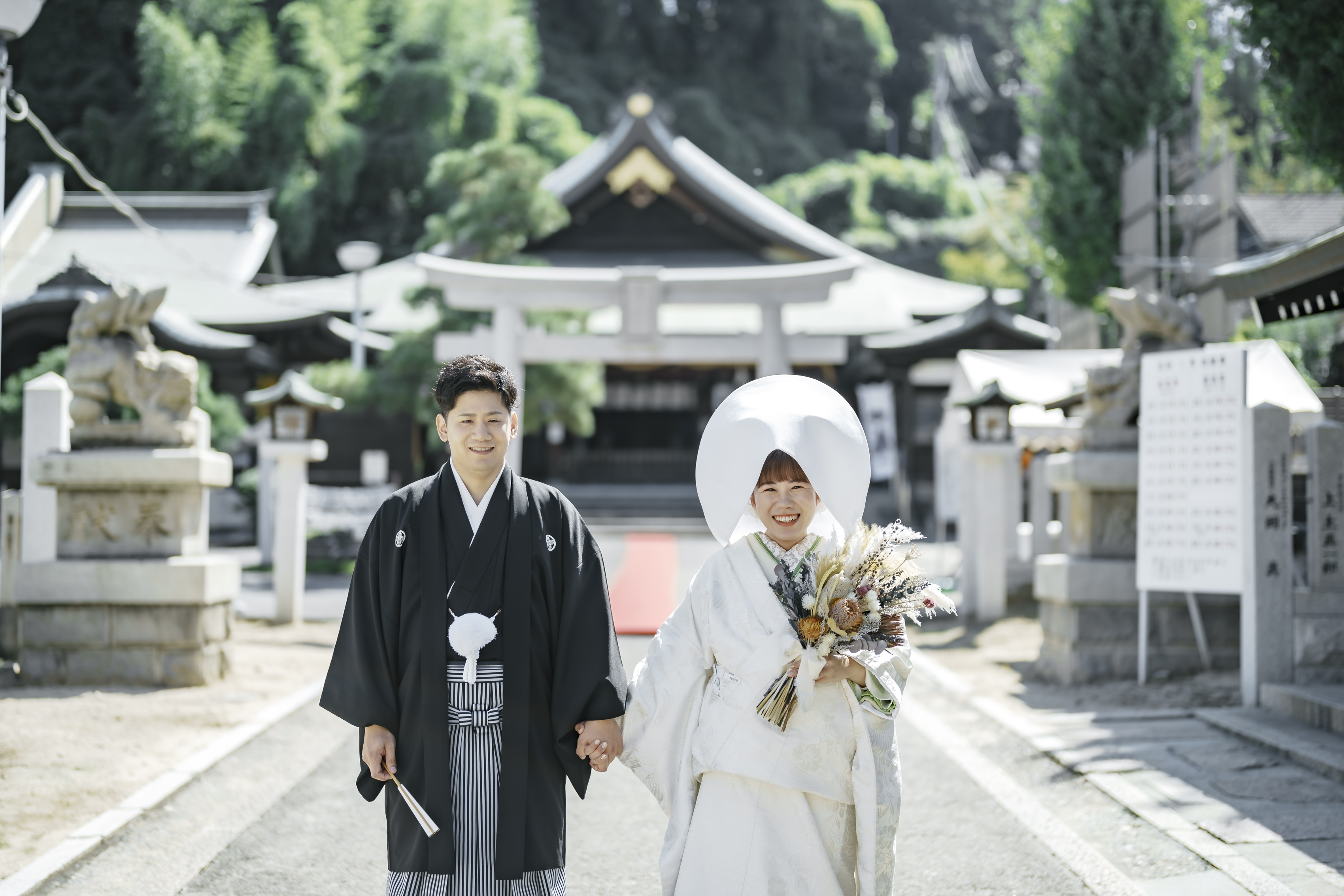 神社での結婚式の一日