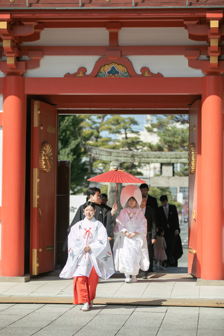 小さな結婚式熊本店　挙式レポート　No.1　藤崎八旛宮＆アシェット ドゥ キムラ会食（挙式編）