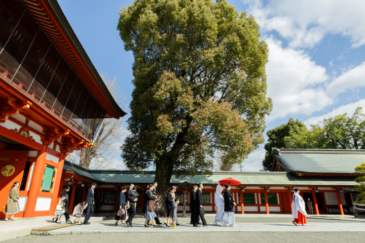 小さな結婚式熊本店　挙式レポート　No.1　藤崎八旛宮＆アシェット ドゥ キムラ会食（挙式編）