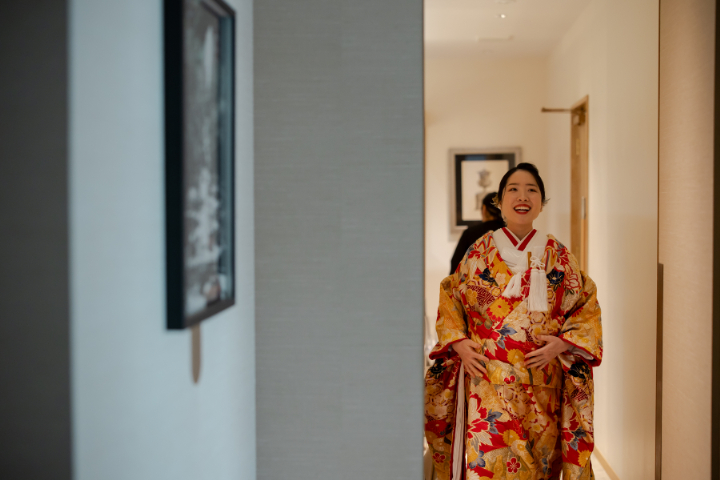 小さな結婚式熊本店　挙式レポート　No.23　藤崎宮での挙式（色打掛＆国際結婚）挙式前