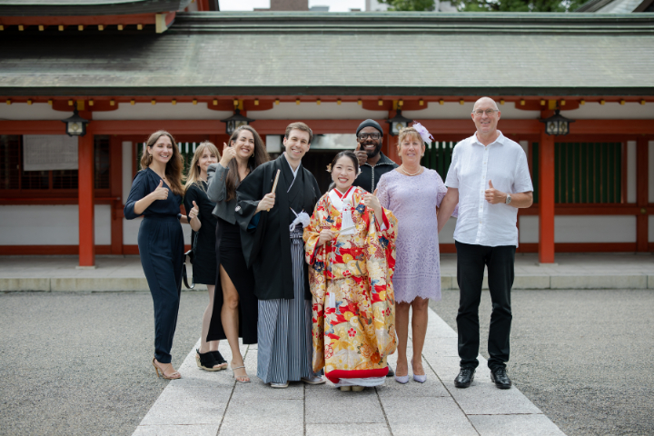 小さな結婚式熊本店　挙式レポート　No.24　藤崎宮での挙式（色打掛＆国際結婚）挙式編