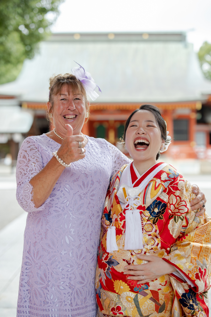 小さな結婚式熊本店　挙式レポート　No.24　藤崎宮での挙式（色打掛＆国際結婚）挙式編