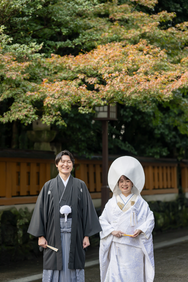 小さな結婚式熊本店　挙式レポート　No.41　雨上がりの健軍神社＆レストラン会食（挙式前のイメージ撮影）