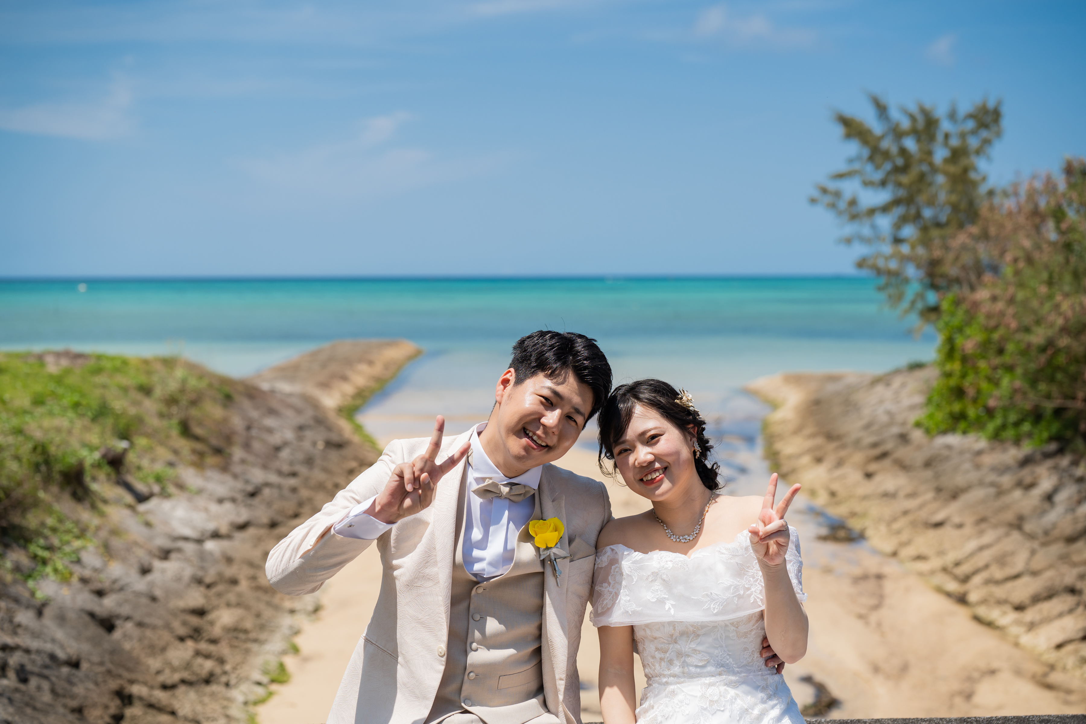 前撮りと結婚式の沖縄2daysWedding
