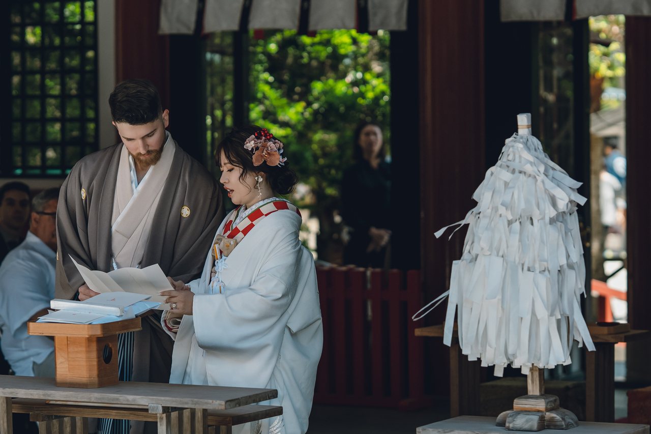 アメリカ×日本カップル♪神前式の裏側のぞき見?【挙式編】