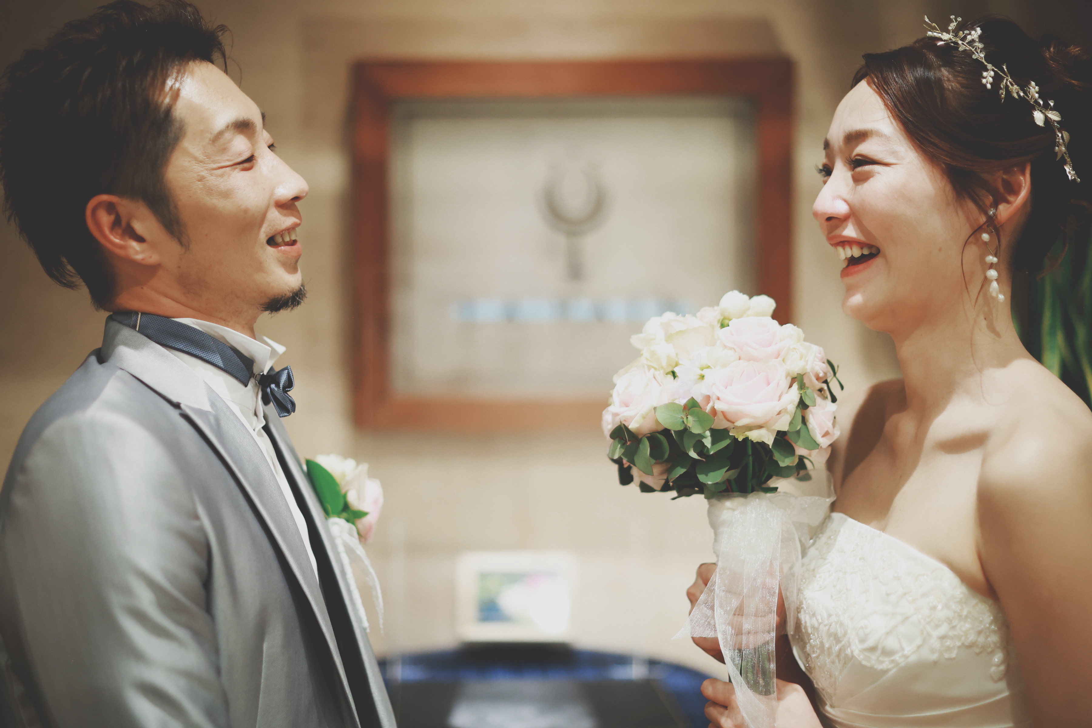 結婚式の後に、家族でレストランでパーティー♪