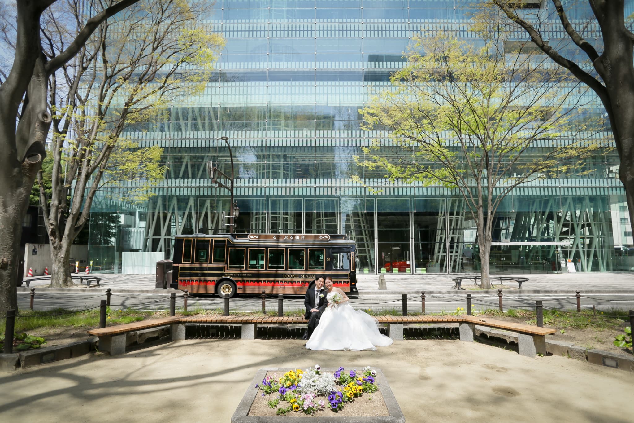 挙式後の定禅寺通りでの撮影♪