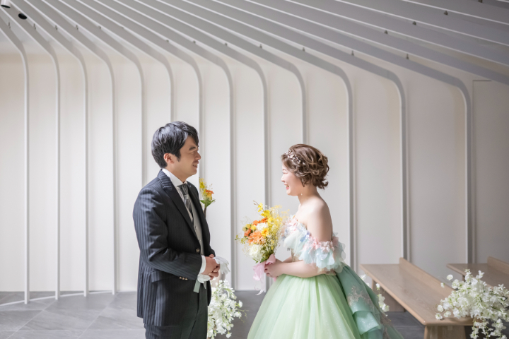 熊本チャペル　フォトウエディングレポート　No.43　チャペルでカラードレス前撮り