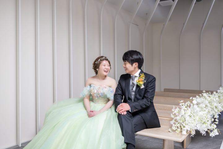 熊本チャペル　フォトウエディングレポート　No.43　チャペルでカラードレス前撮り