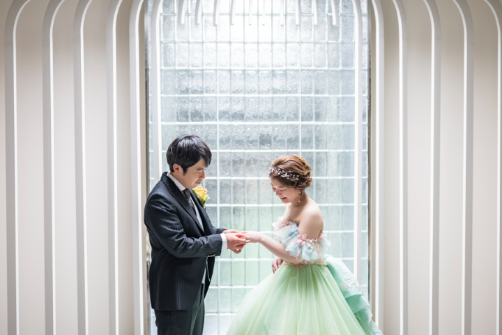 熊本チャペル　フォトウエディングレポート　No.43　チャペルでカラードレス前撮り