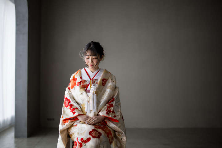 熊本チャペル　フォトウエディングレポート　No.48　色打掛でスタジオ前撮り（ファミリーフォト）