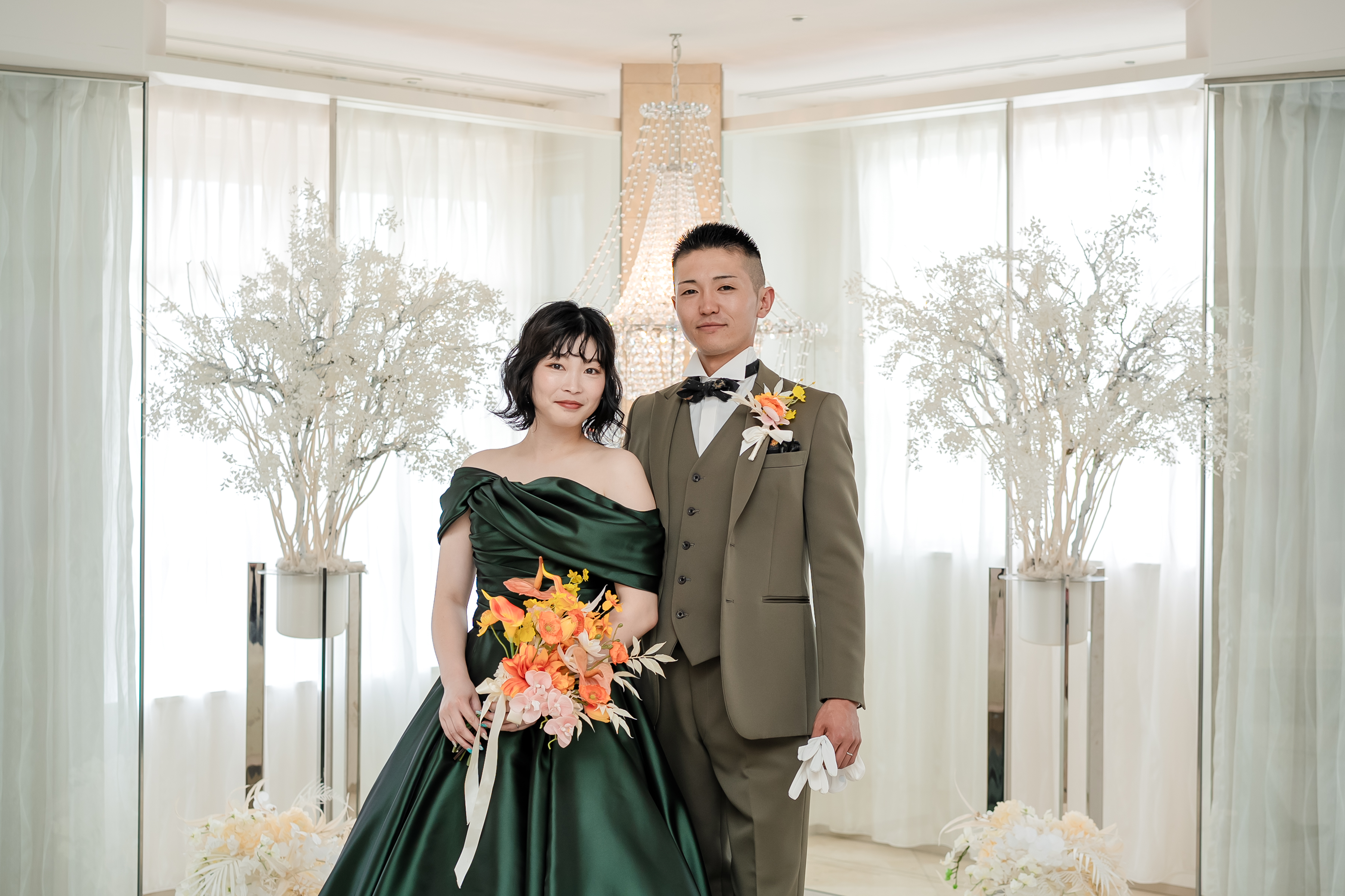 ウエディングドレス×グリーンドレス