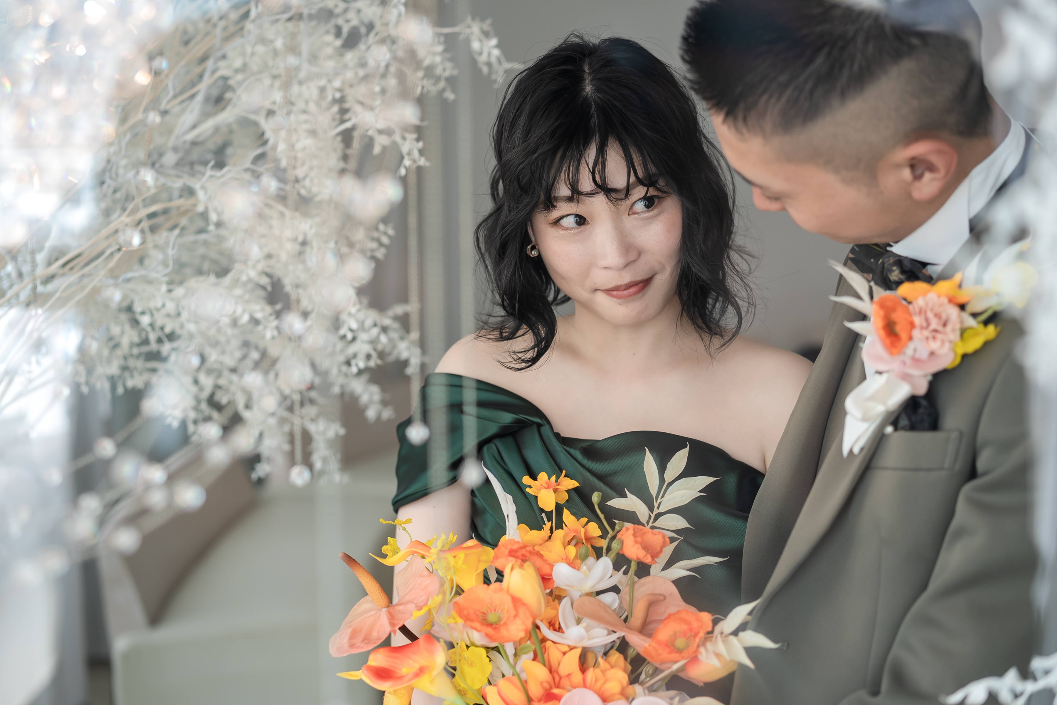 ウエディングドレス×グリーンドレス