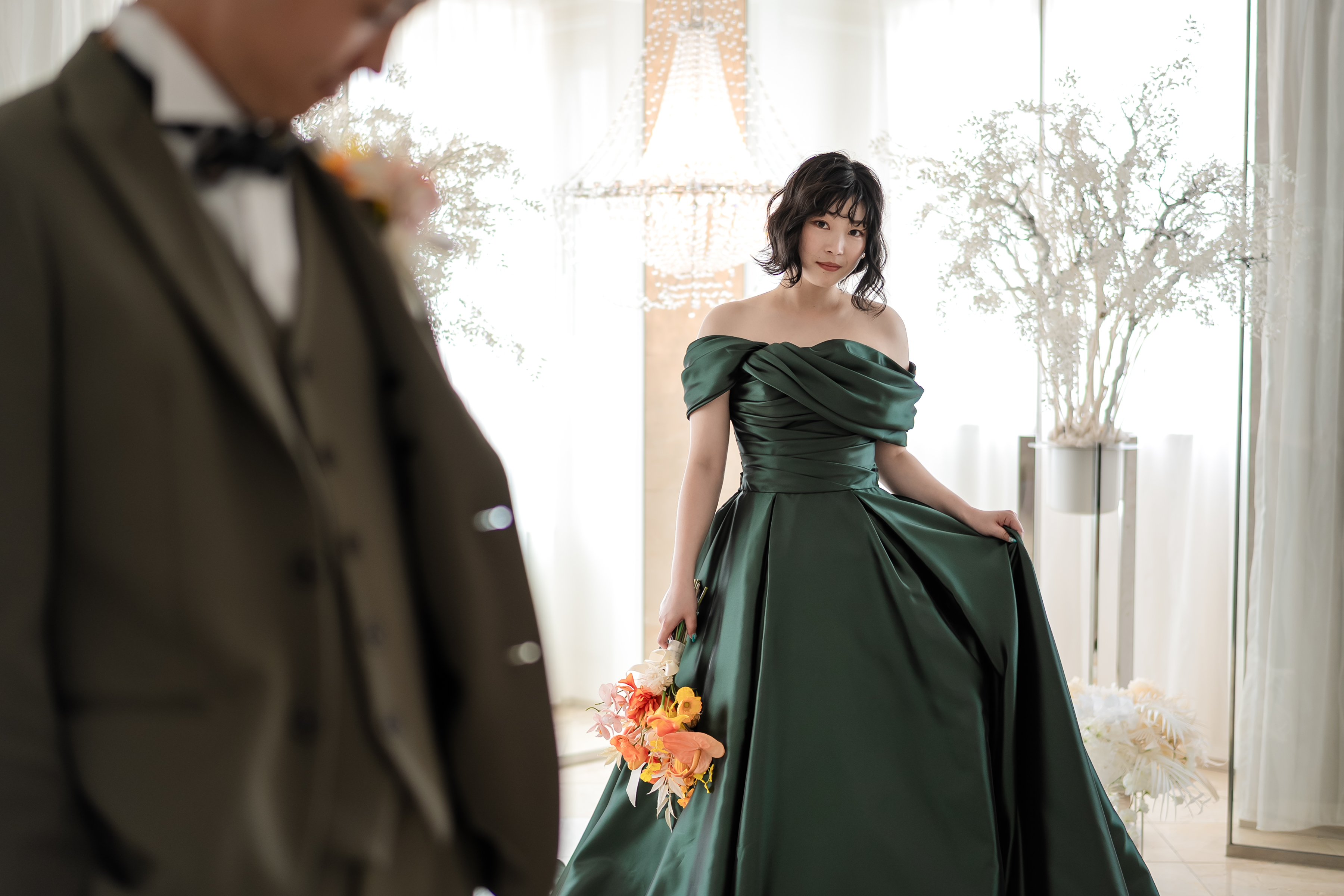 ウエディングドレス×グリーンドレス