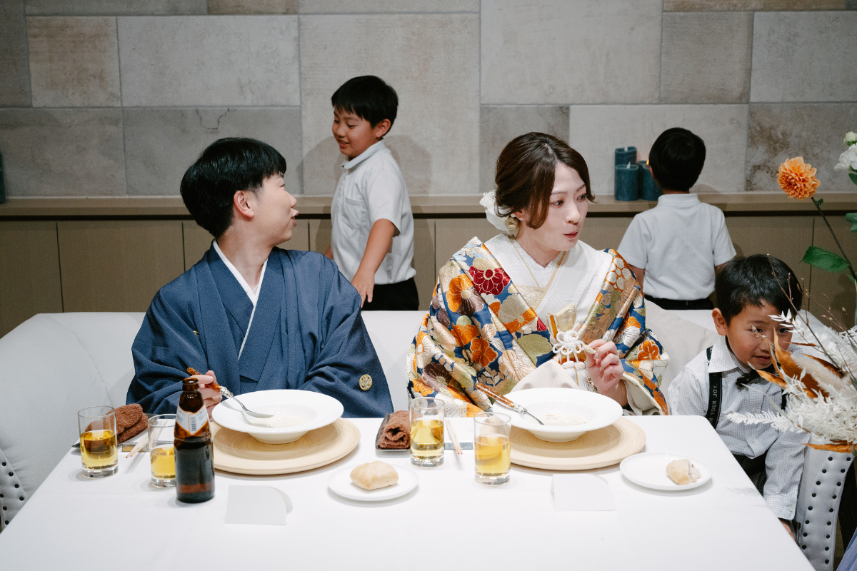 岡山🍑挙式を結びみんなと和装で会食🍴