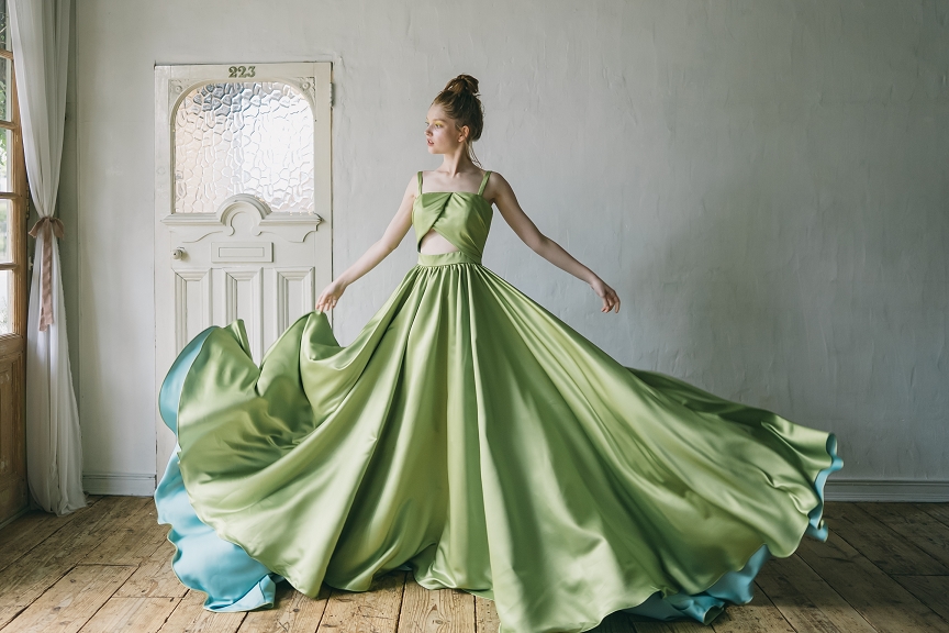 【店舗限定 新作ドレス】新緑感じる＊オリジナルライムカラー