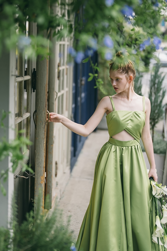 【店舗限定 新作ドレス】新緑感じる＊オリジナルライムカラー