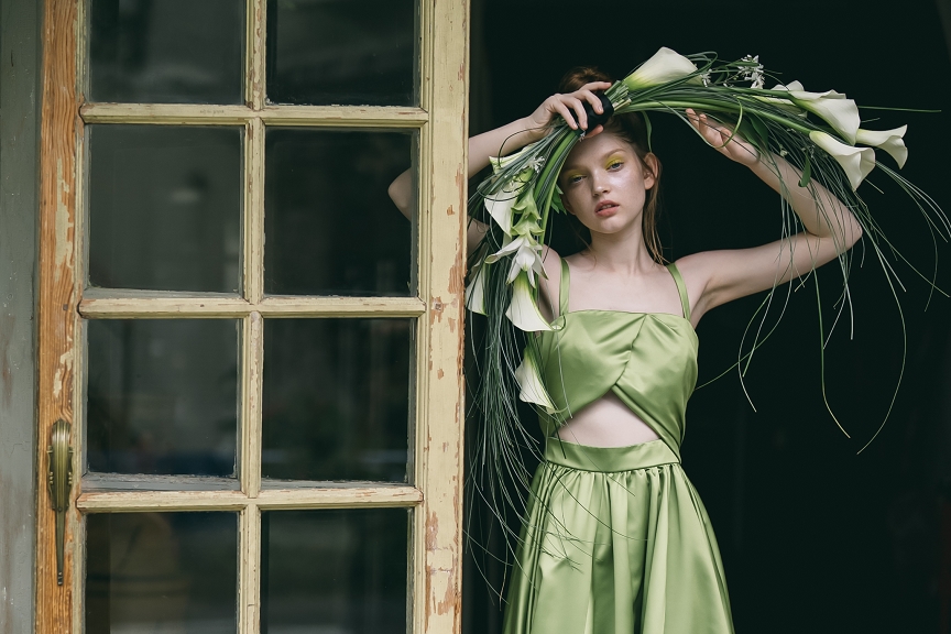 【店舗限定 新作ドレス】新緑感じる＊オリジナルライムカラー