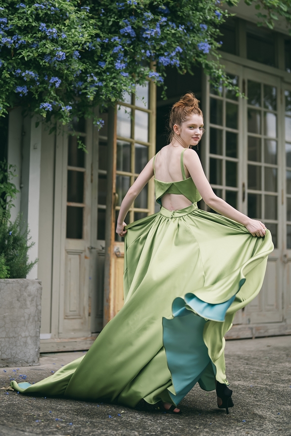 【店舗限定 新作ドレス】新緑感じる＊オリジナルライムカラー