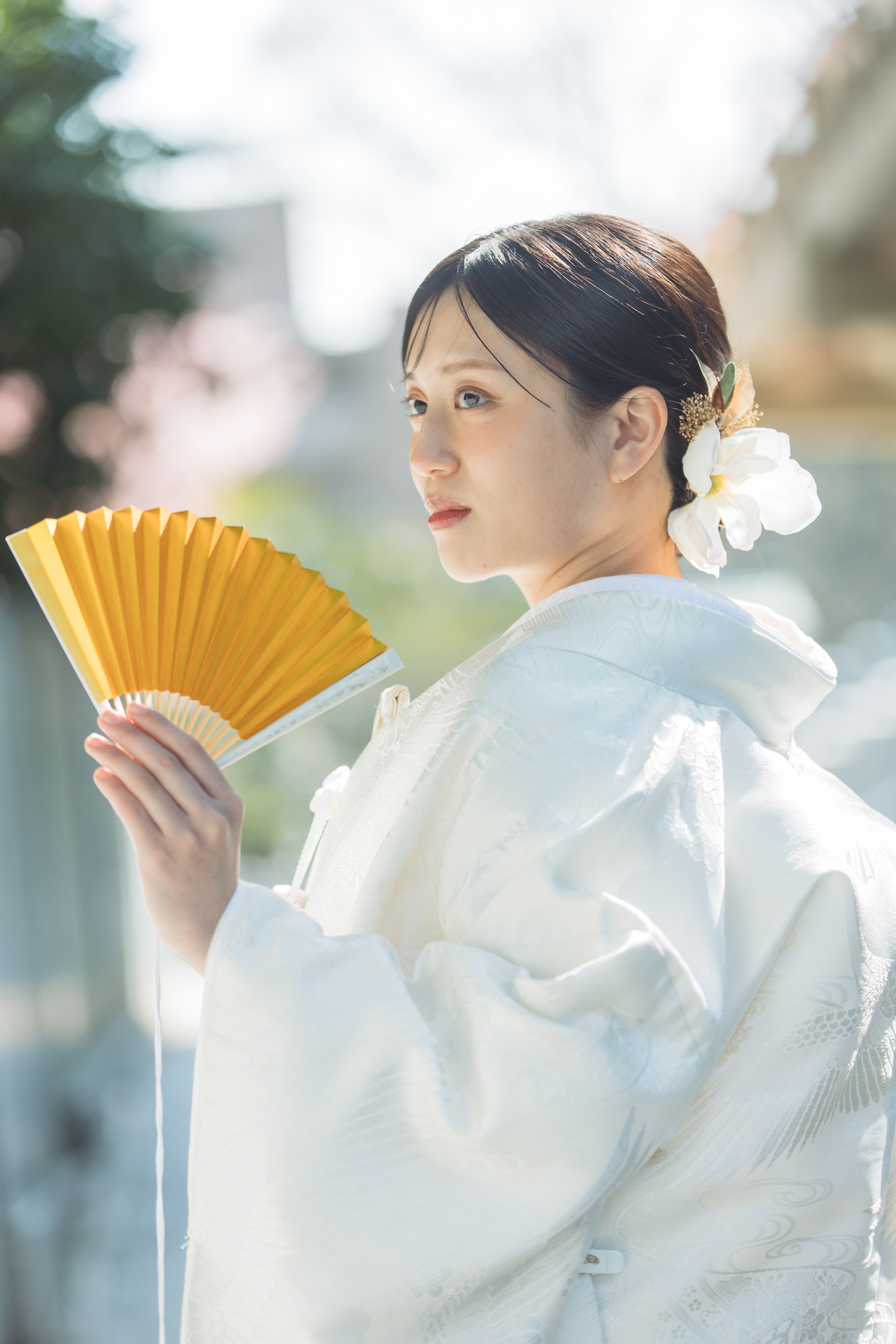 伊豫豆比古命神社 椿祷殿（椿神社）で挙げられたお客様の結婚式白無垢姿の新婦様