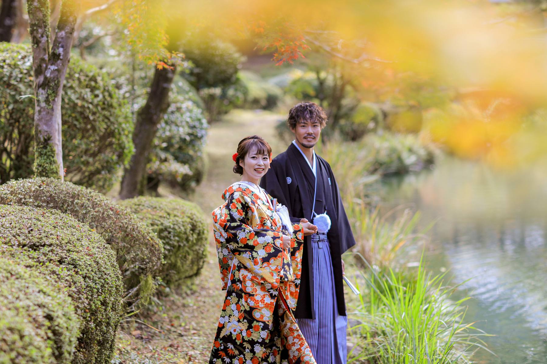 色付いた紅葉を入れた写真