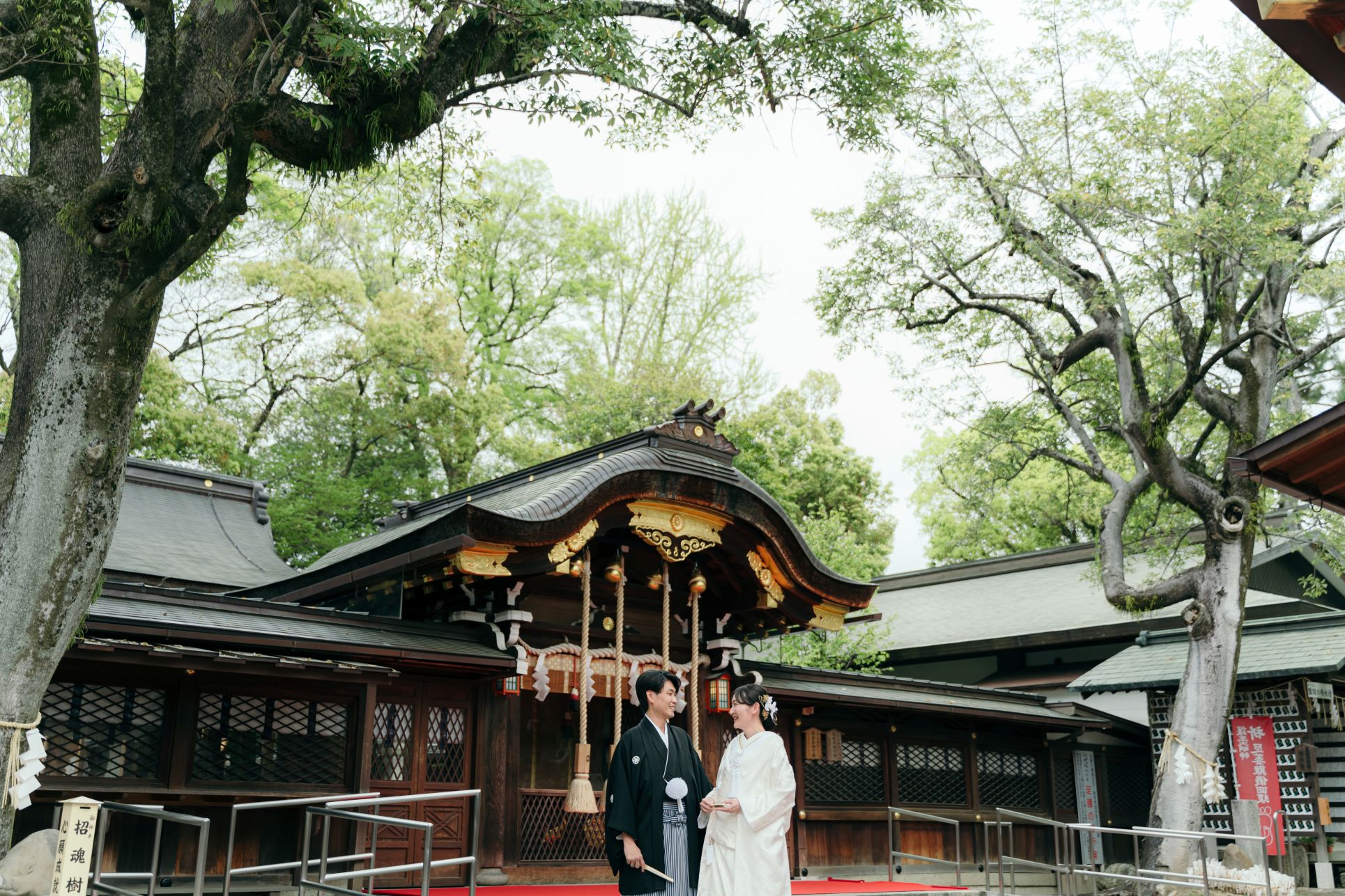 【京都御所すぐ横の静寂で行う厳かな神前式】護王神社は京都御苑の隣にありながら、街中とは思えない静けさと豊かな緑に囲まれた環境が魅力です。
