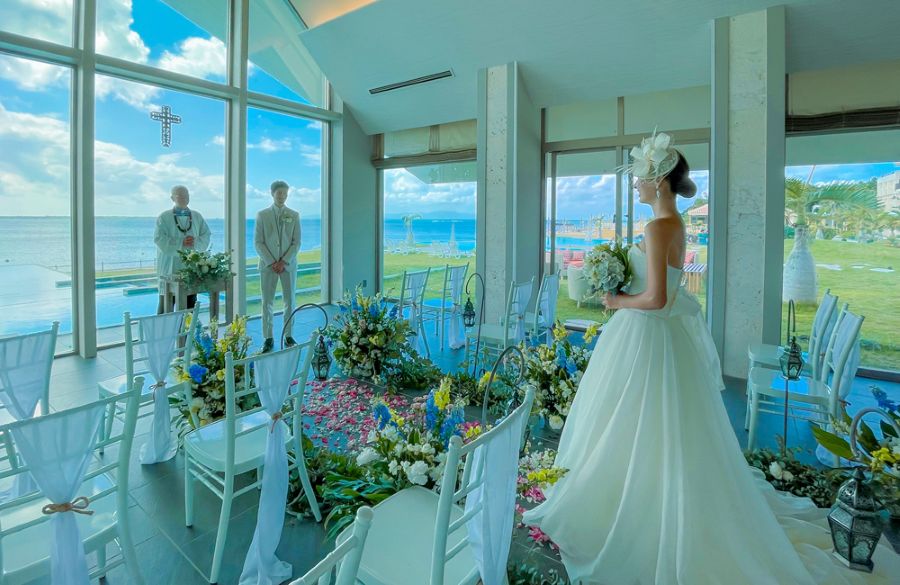 海へと続くウォーターテラス × オーシャンフロントチャペル