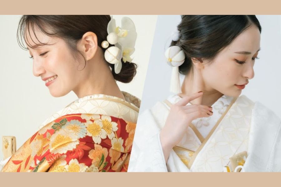 【和装のラインナップが豊富で、おふたりに合う一着をご提案】和婚の魅力を最大限に引き出すため、 白無垢・色打掛・紋付袴を中心に、多彩なデザインをご用意しております。 「似合う色を一緒に選んでほしい」 「伝統的なものと華やかなもの、どちらがいいか迷っている」 そんなご相談も大歓迎です。 専属スタッフが、お好みやお顔立ち・季節感を踏まえて、 “おふたりらしさが映える”衣装選びをしっかりサポートいたします。