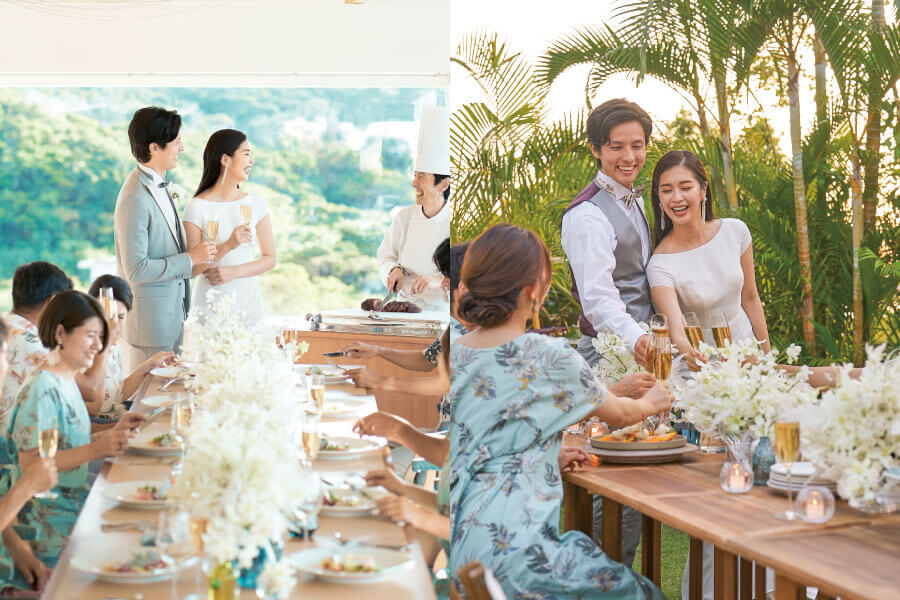 【カジュアルフレンチ × BBQも楽しめる】坂井 宏行監修のカジュアルフレンチで、ゲストに特別なおもてなしを。 さらに、開放的な雰囲気で楽しむBBQも選べるから、スタイルは自由自在。 お料理で、忘れられないひとときを演出します。