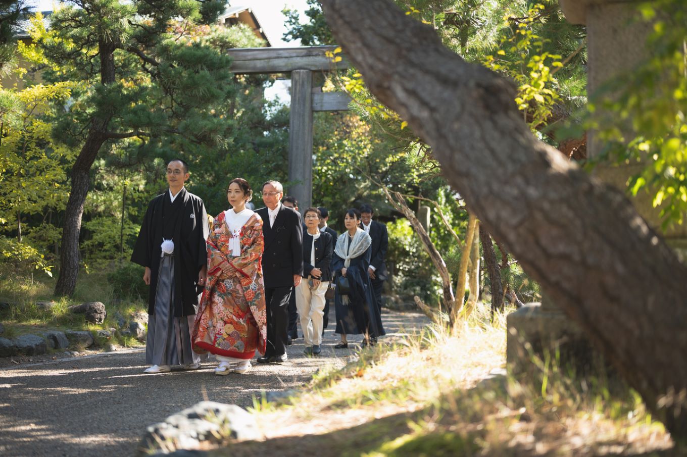 新郎新婦とご家族の参進