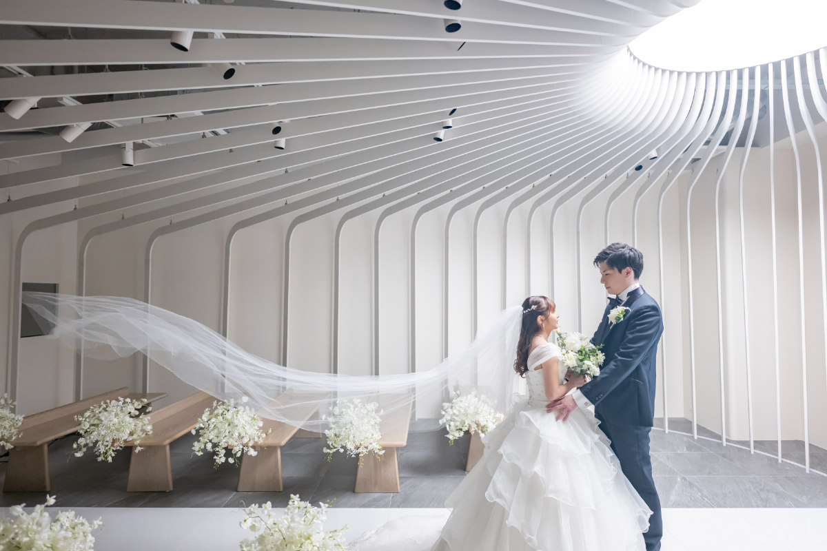 ベールなびかせショット