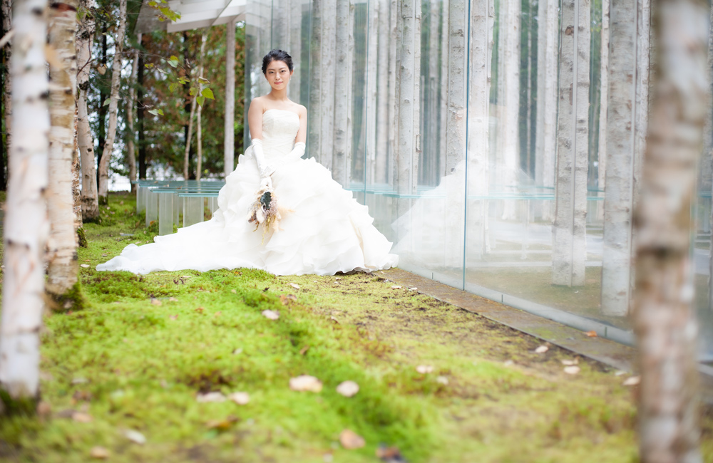 軽井沢　風通る白樺と苔の森チャペル