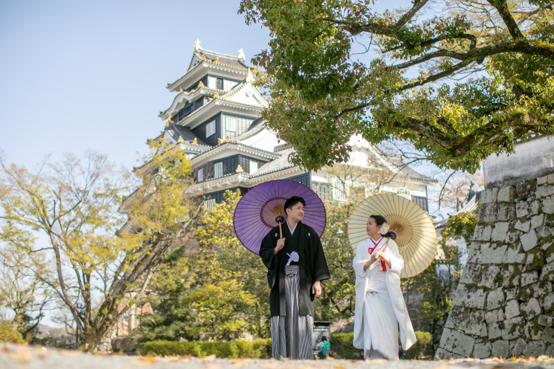 岡山を感じられるロケーションフォトの撮影プランもご用意。 チャペルフォトと組み合わせることも可能です！