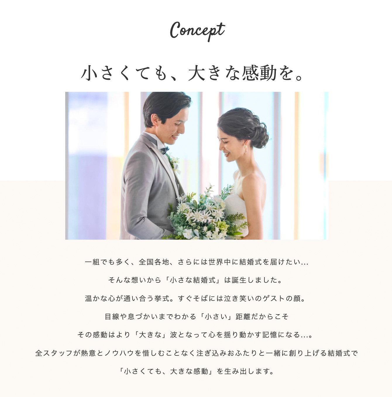 コンセプト 小さくても大きな感動を。